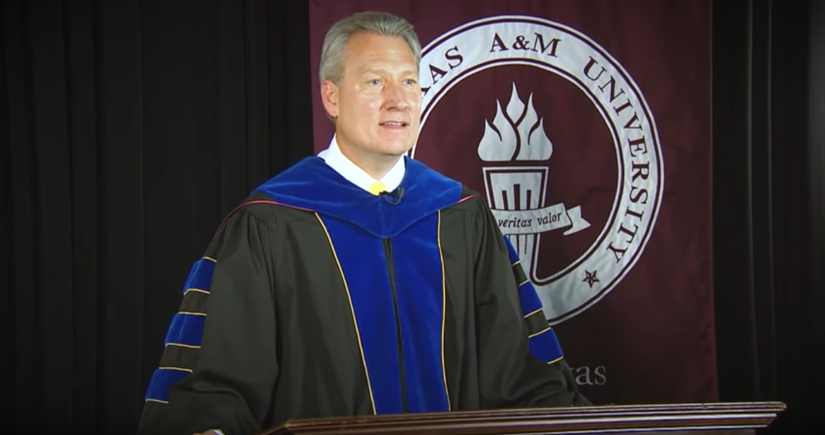 Dr. Neil Terry addresses graduates and attendees in WT's first virtual commencement ceremony.